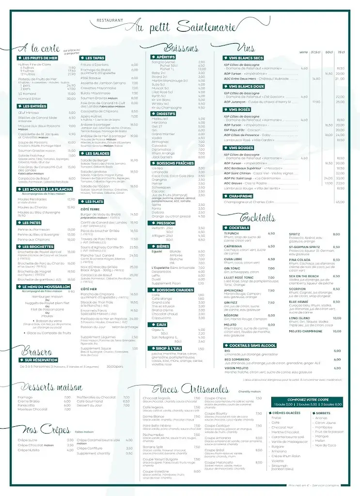 Menu_Au petit Saintemarie_Soustons_image_1