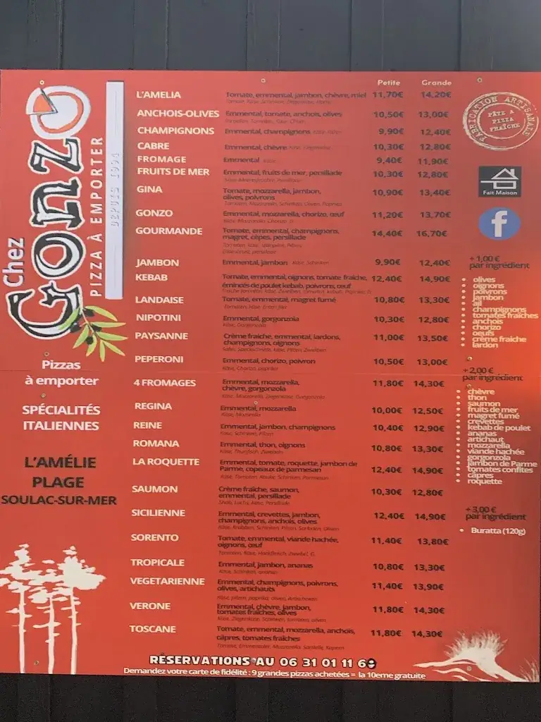 Menu_Chez Gonzo pizzas à emporter_Soulac-sur-Mer_image_1