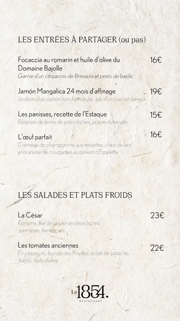 Le 1854 restaurant_Vars_menu_image_1