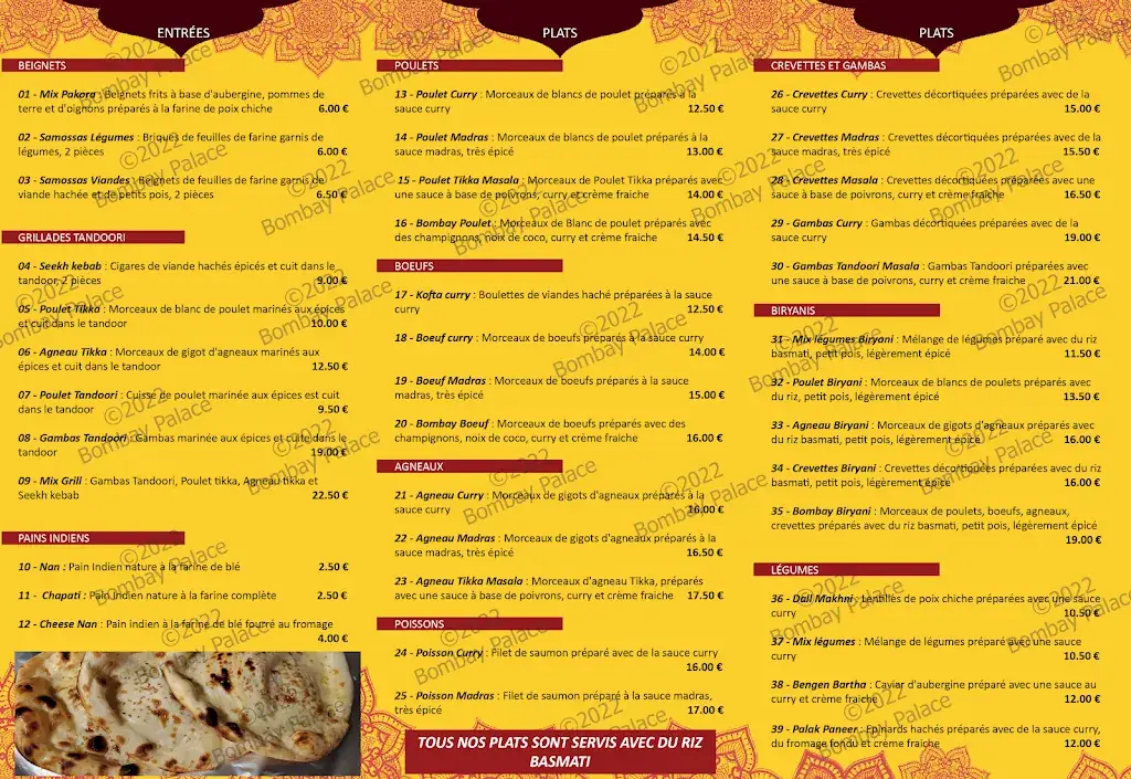 Menu_Le Bombay Palace_Pont-de-Beauvoisin_image_1
