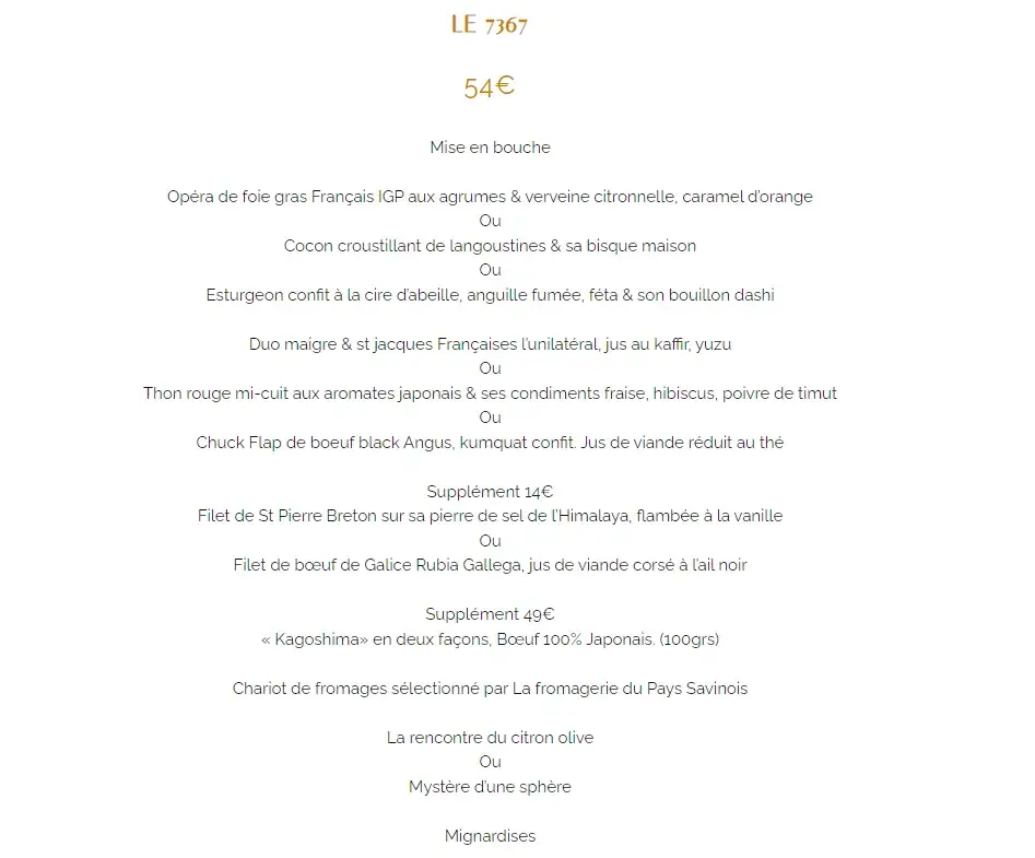Menu_Restaurant Le 7367 (sens)_Vaux-sur-Mer_immagine_1