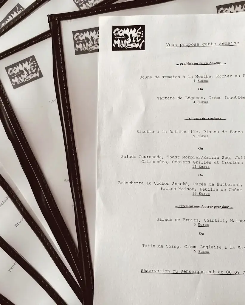 Menu_Comme à la Maison_Vérines_image_1
