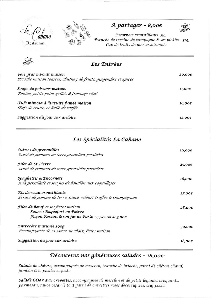 Menu_La Cabane Restaurant_L'Éguille_immagine_2
