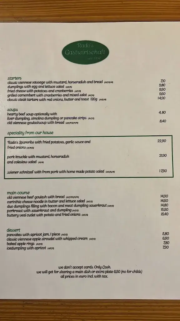 Menu_Rado's Gasthaus_Austria_image_1