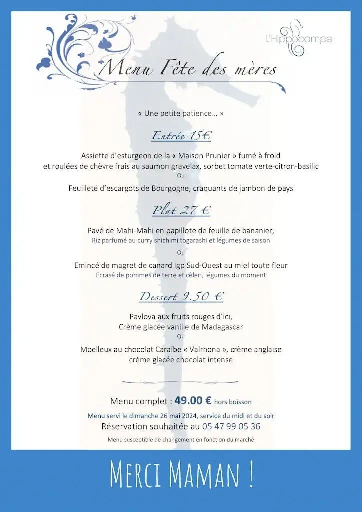 Menu_Au Restaurant L’Hippocampe_Villeréal_image_1