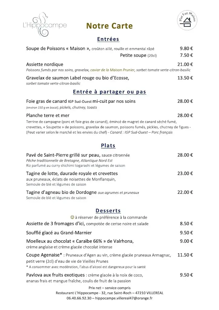 Menu_Au Restaurant L’Hippocampe_Villeréal_image_3