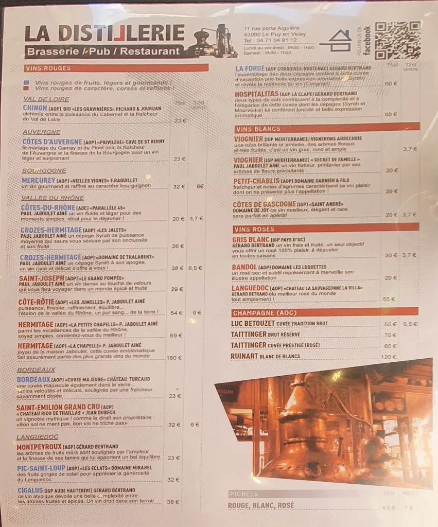 Menu_Brasserie Pub La Distillerie - Le Puy-en-Velay_Puy-en-Velay_immagine_2