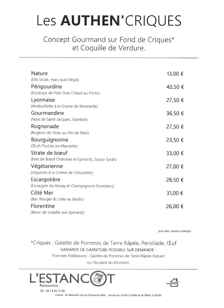 Menü_Restaurant l'Estancot_Vienne_Bild_1