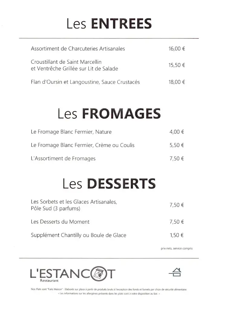 Menü_Restaurant l'Estancot_Vienne_Bild_2