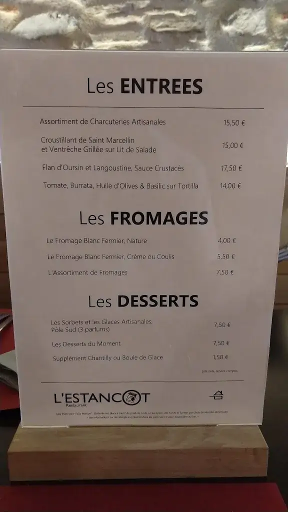 Menü_Restaurant l'Estancot_Vienne_Bild_4