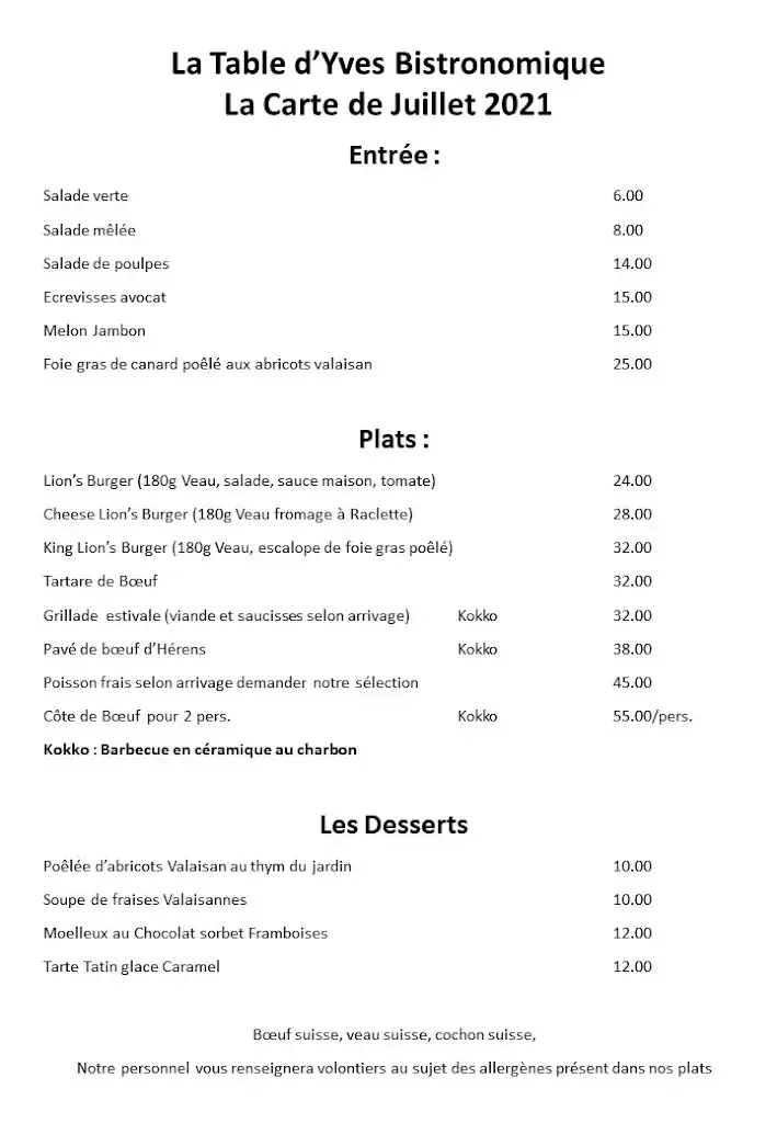 Menu_La Table d'Yves Bistronomique_(Chamoson)_image_1
