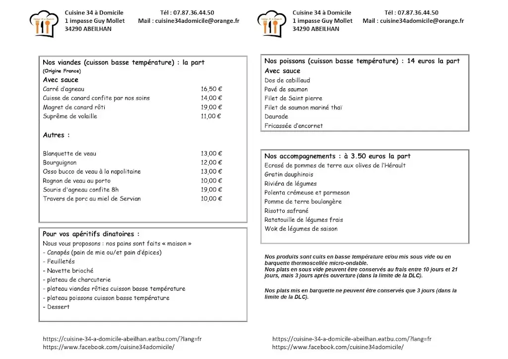 Menü_Cuisine 34 A Domicile - Plats Cooked Take Ou Livrer_Abeilhan_Bild_2