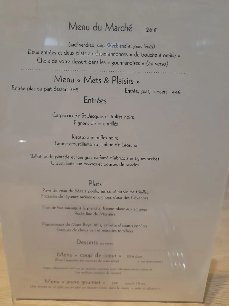 Menu_Hôtel Restaurant Mets et Plaisirs - À Mazamet_Mazamet_image_1