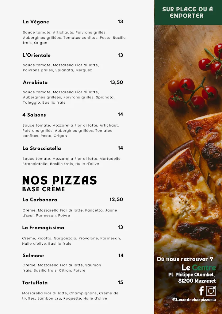 Menü_Le Centre Bar & Pizzeria_Mazamet_Bild_3