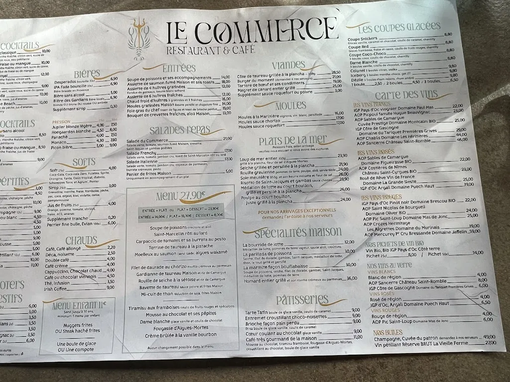 Menu_Restaurant Le Café Du Commerce_Aigues-Mortes_image_1