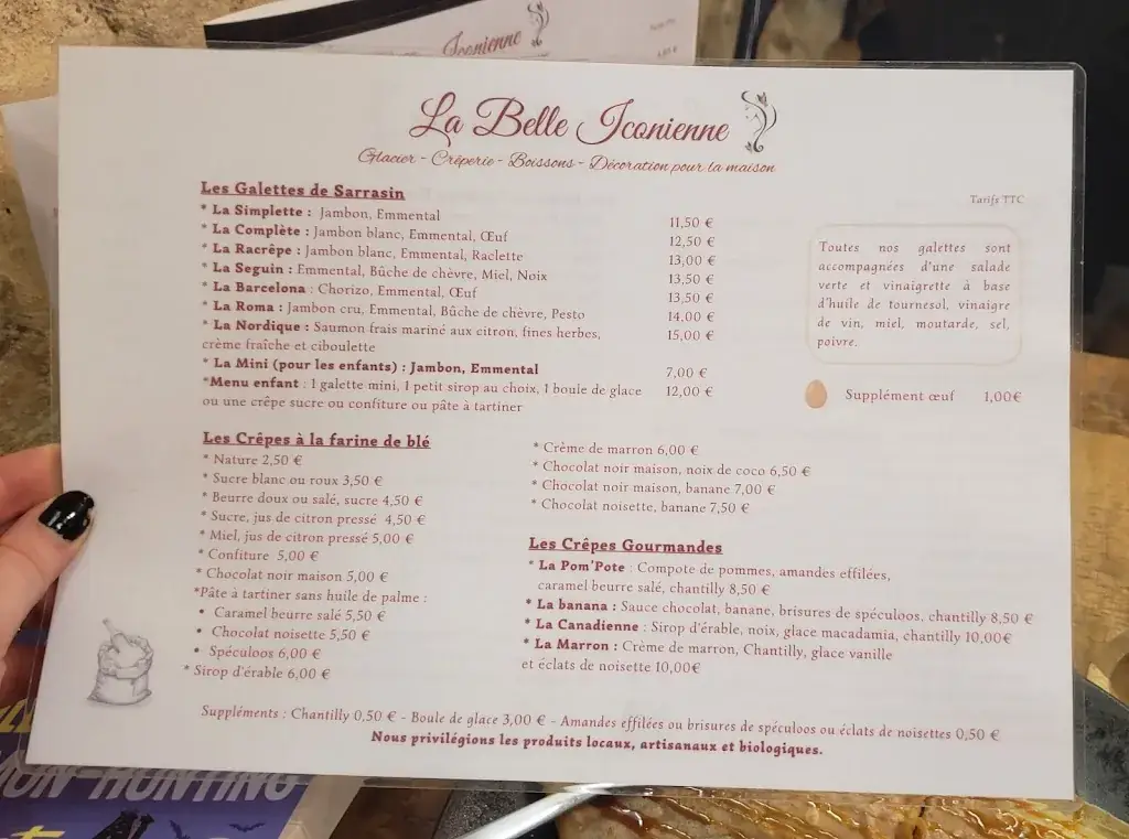 Menu_La Belle Iconienne crêperie glacier_d'Oingt_immagine_2