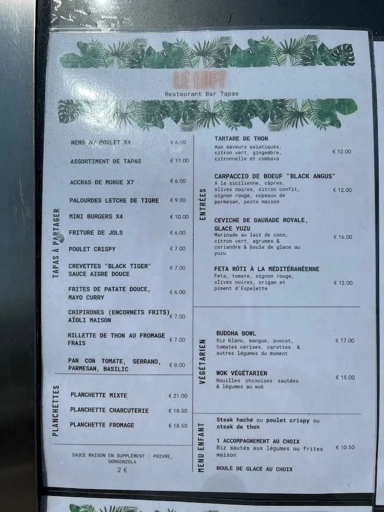 Menu_Le Loft cap D’agde_Agde_image_1