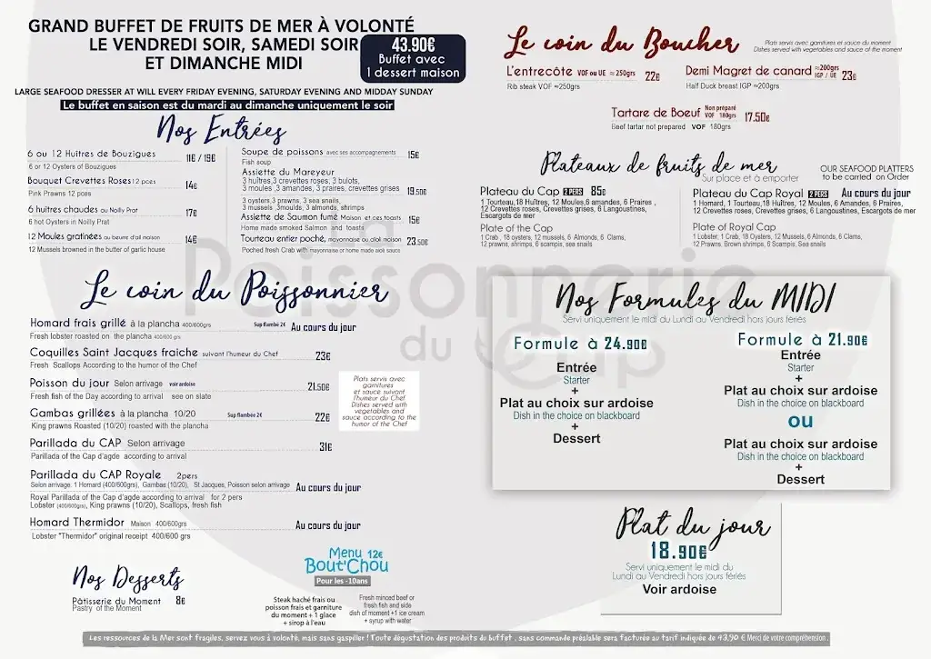 Menu_La Poissonnerie du Cap_d'Agde_image_2