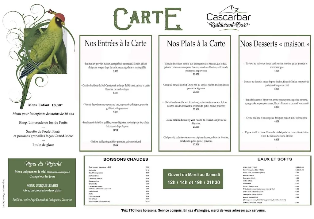 Menu_Restaurant Le Cascarbar à Albi_Albi_image_1