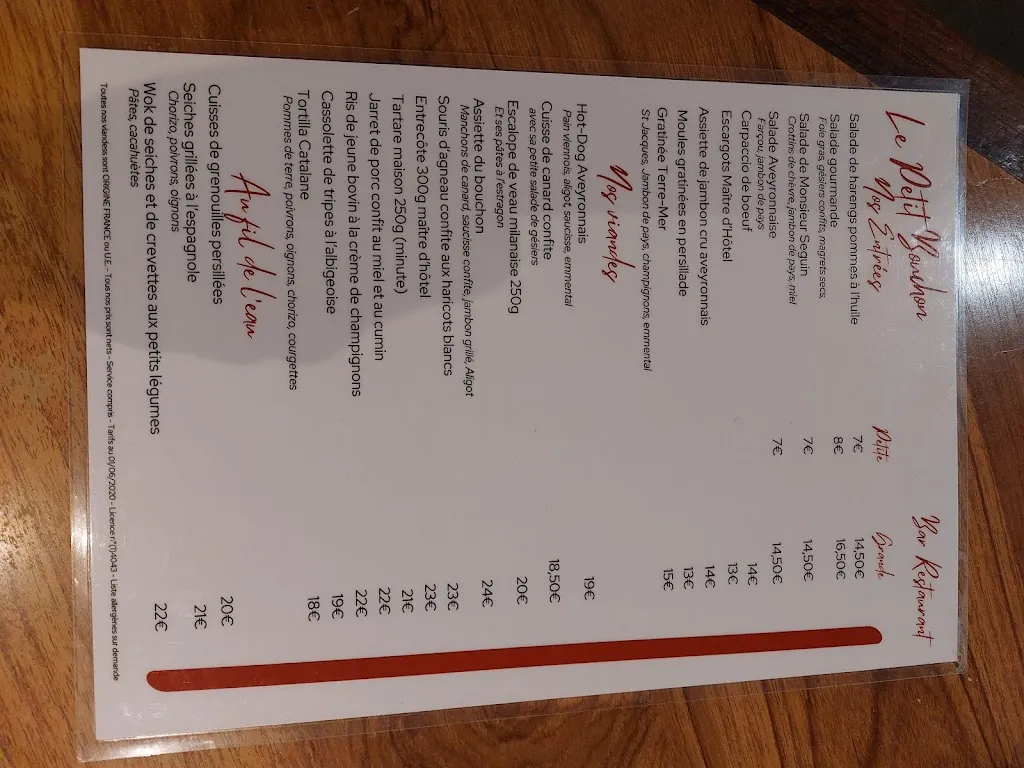 Menu_Restaurant Le Petit Bouchon_Albi_image_2