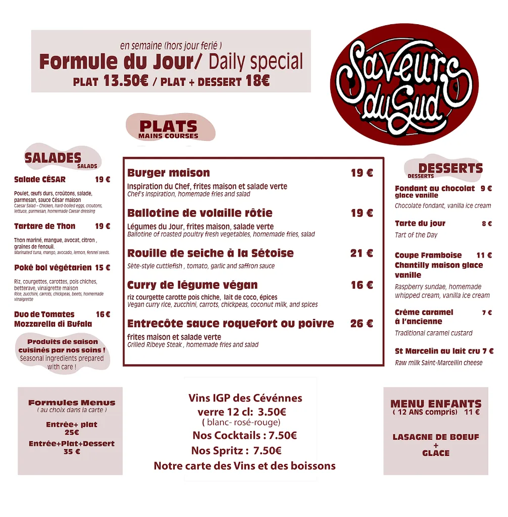Menu_Saveurs du Sud - Restaurant Anduze_Anduze_image_1