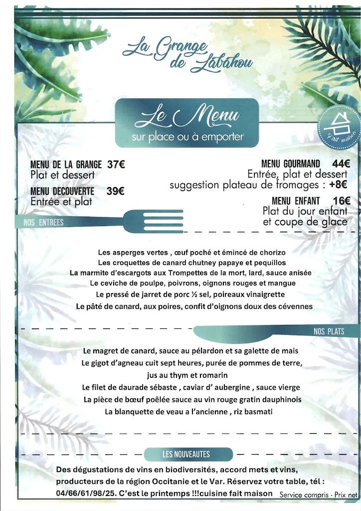 Menu_SARL Restaurant La grange de labahou_Anduze_image_1