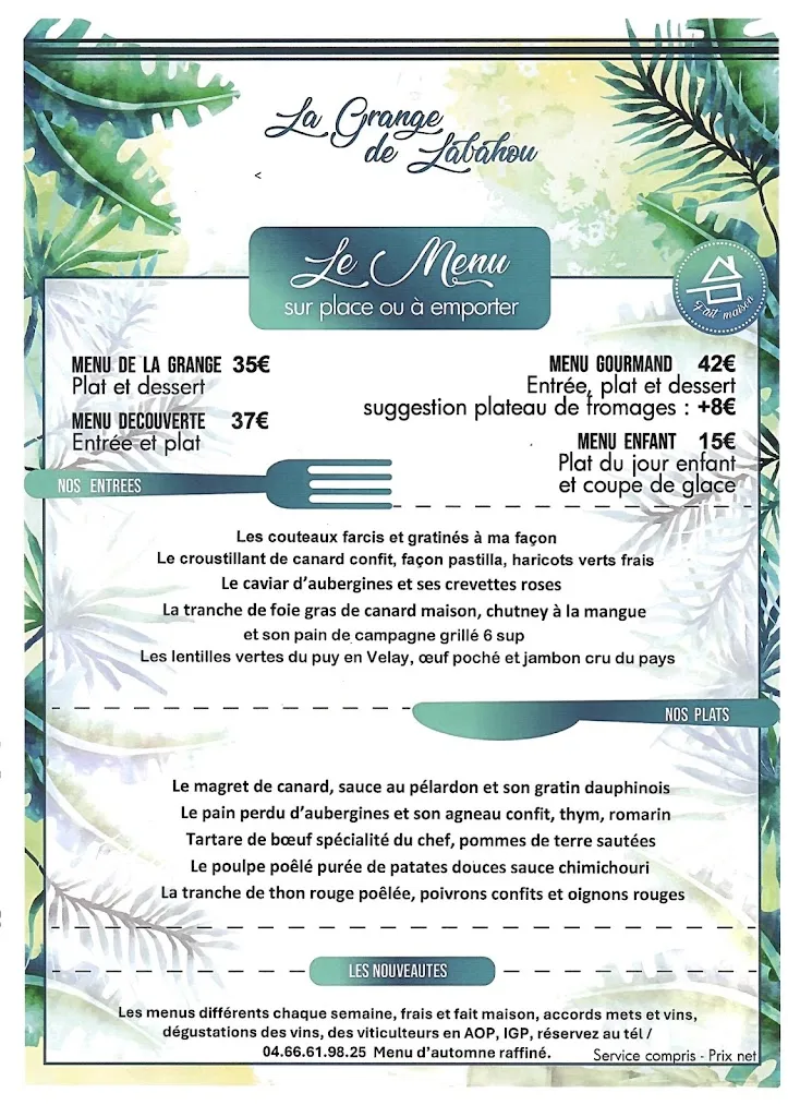 Menu_SARL Restaurant La grange de labahou_Anduze_image_2