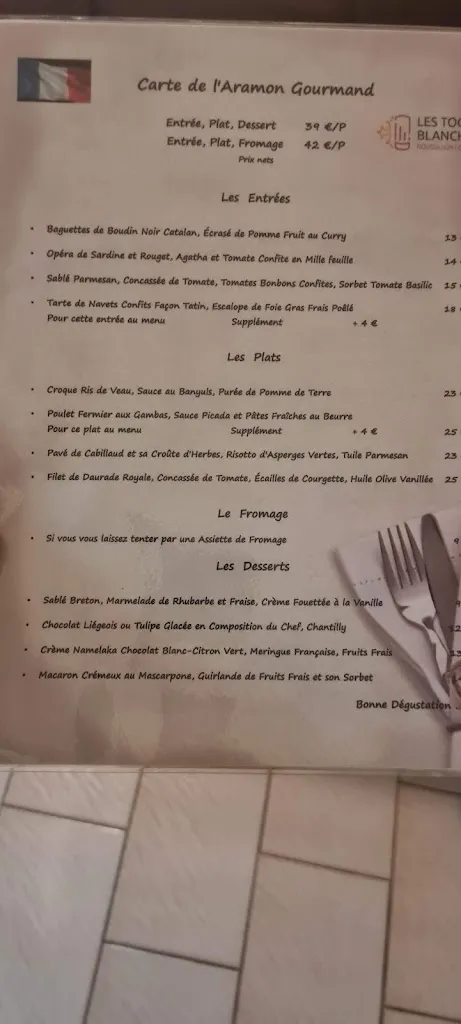 Menu_Restaurant L'Aramon Gourmand_Pézilla-la-Rivière_image_1