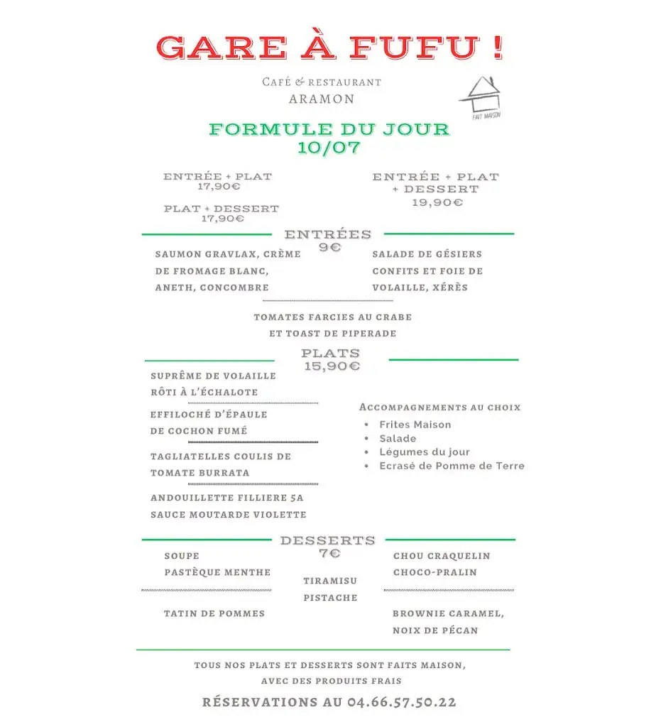 Menu_Gare à Fufu!_Aramon_image_1