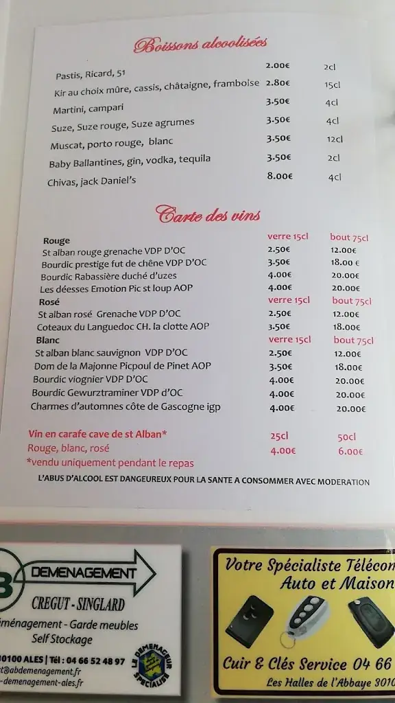 Menu_Le Gambrinus d'Alès_Alès_image_3