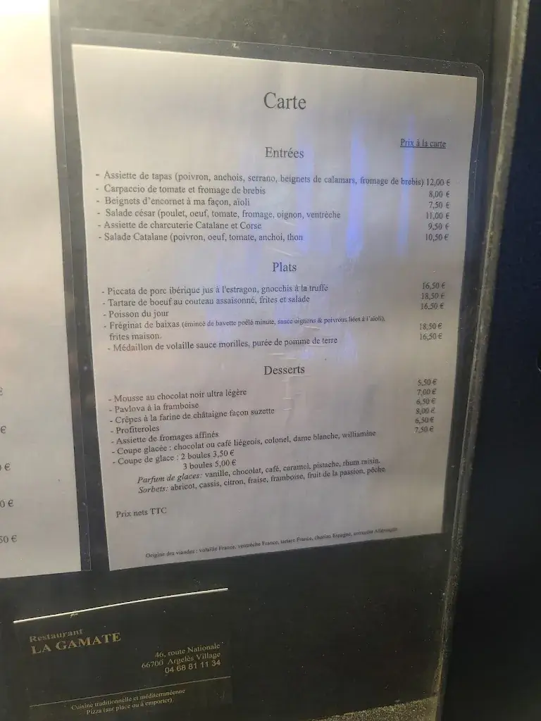 Menu_La Gamate_Argelès-sur-Mer_image_2