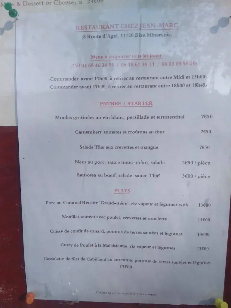 Menu_Restaurant Chez Jean-Marc_Bize-Minervois_image_4