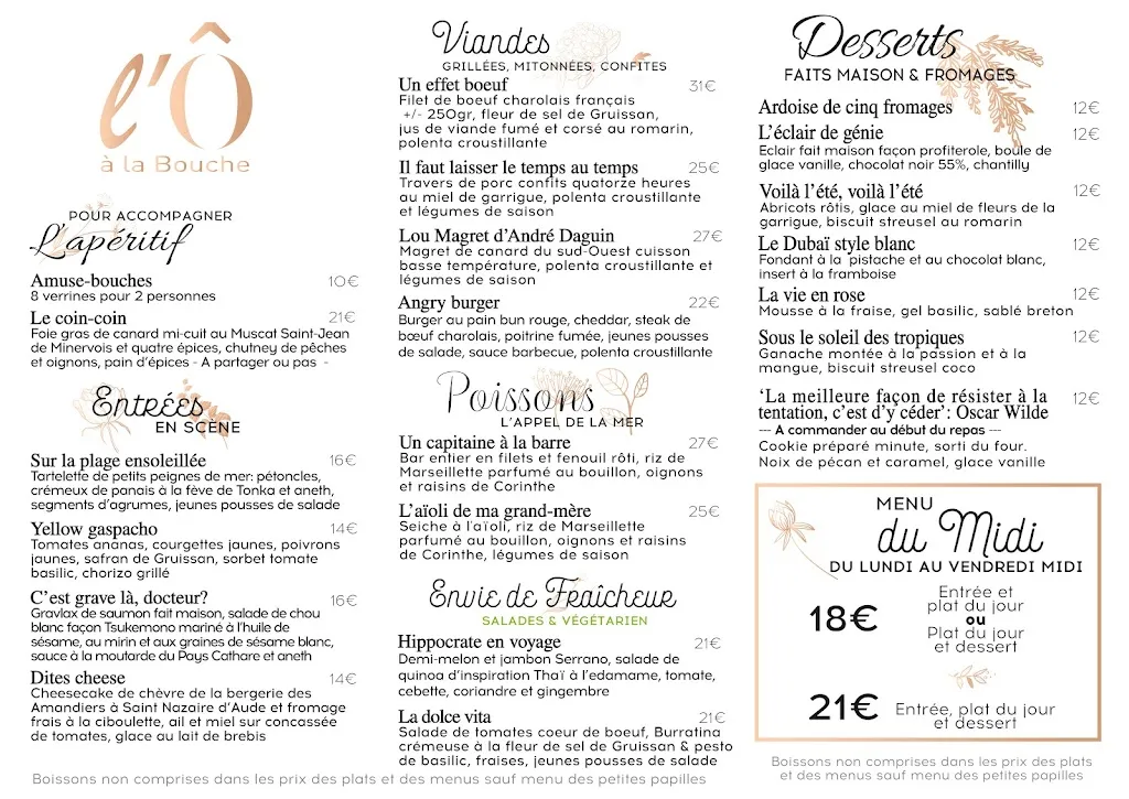 L'O à la Bouche restaurant in Ginestas