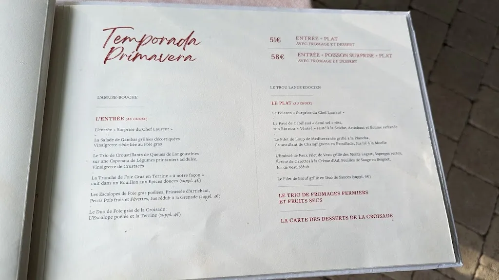 Menu_Auberge de la Croisade_Cruzy_image_1