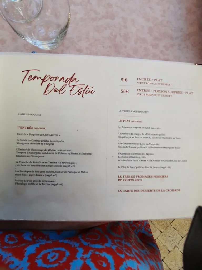 Menu_Auberge de la Croisade_Cruzy_image_2