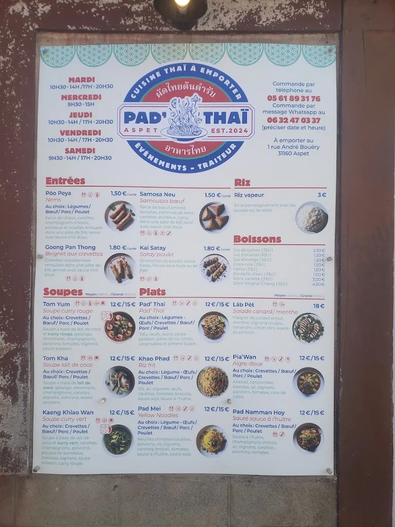 Menu_Pad'Thai Restaurant a emporter . ASPET_Aspet_image_2