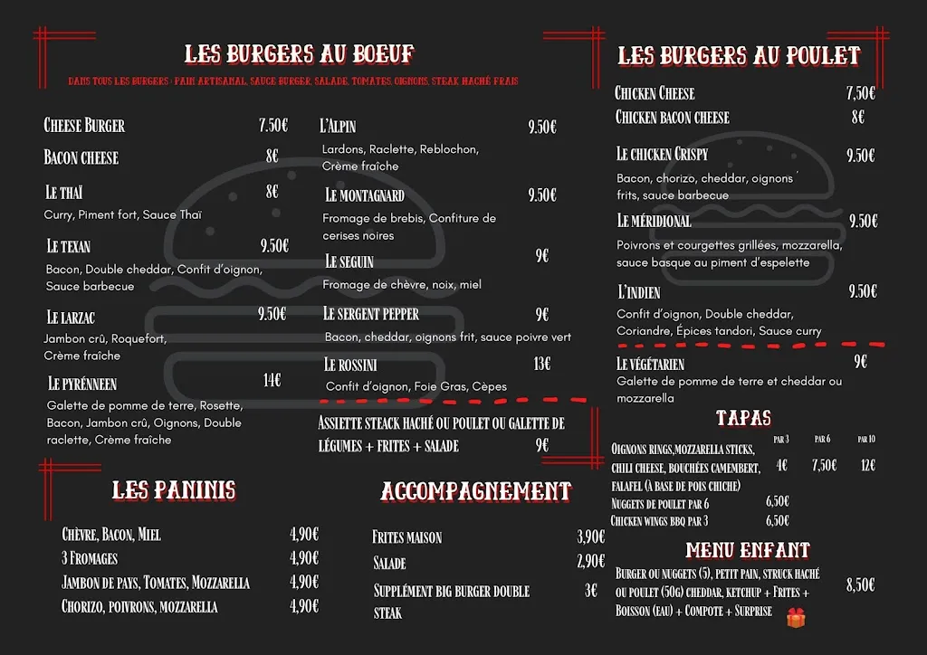 Menu_Restaurant Le burger des Pyrénées_Aspet_image_1