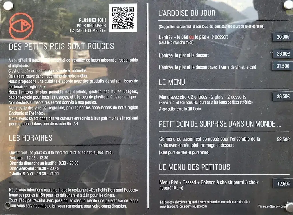 Menu_RESTAURANT DES PETITS POIS SONT ROUGES_Argelès-Gazost_imagen_3