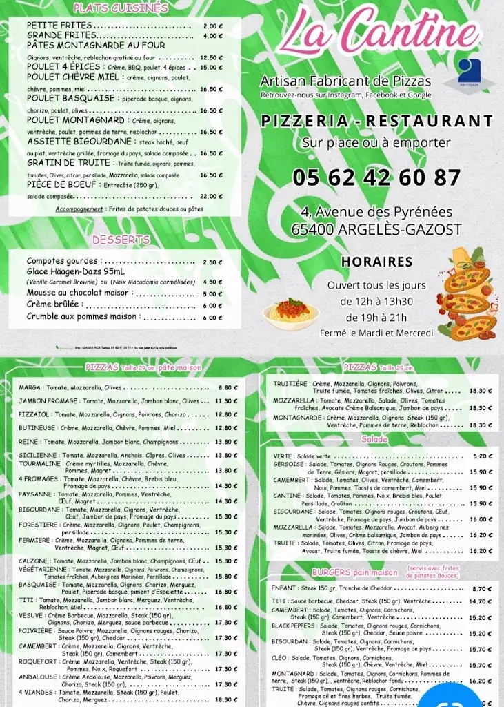 Menu_La Cantine - Pizzeria_Argelès-Gazost_image_1