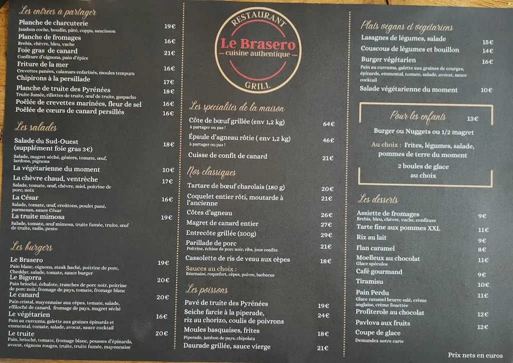 Menu_Restaurant Le Brasero - Camping Les 3 Vallées_Argelès-Gazost_image_3