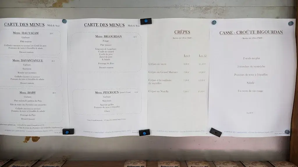 Menu_Auberge l'Arrioutou_Beaucens_image_2
