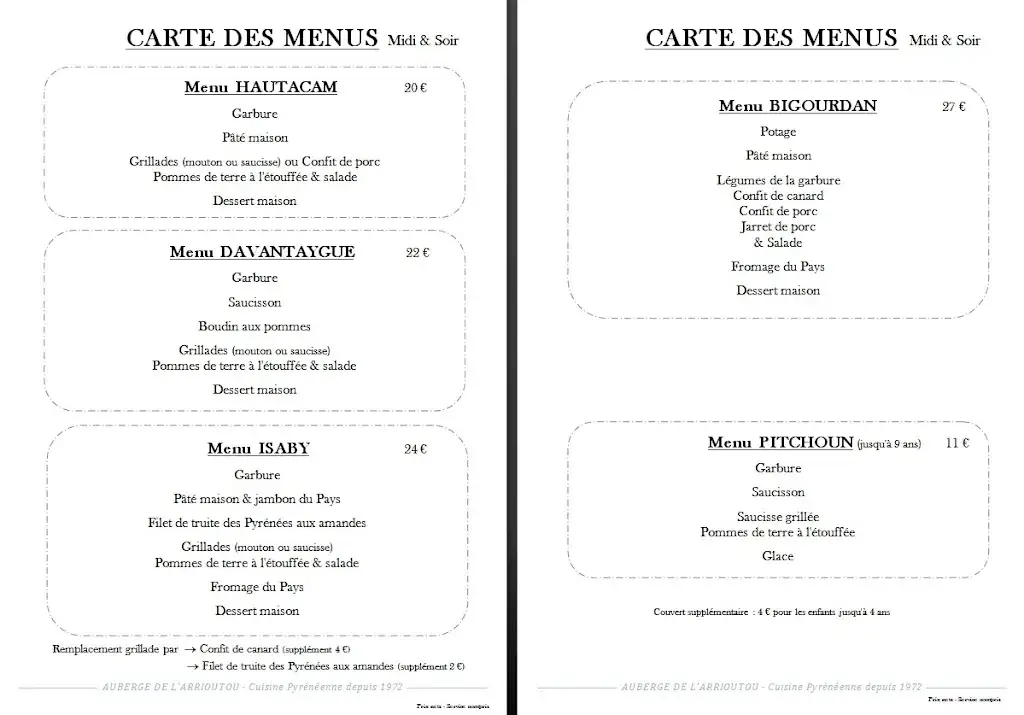 Menu_Auberge l'Arrioutou_Beaucens_image_3