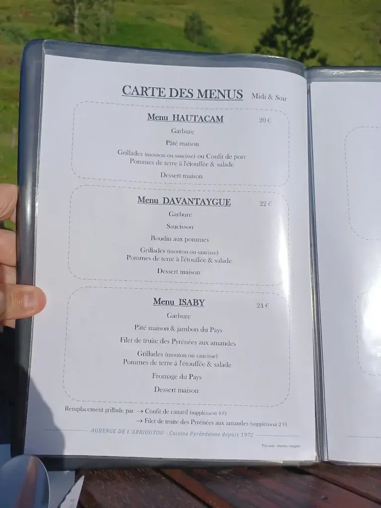Menu_Auberge l'Arrioutou_Beaucens_image_4