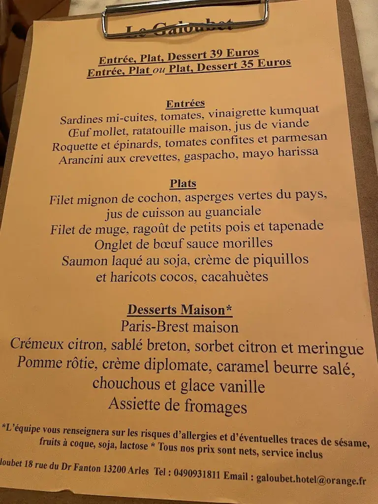 Menu_Le Galoubet_Arles_image_1