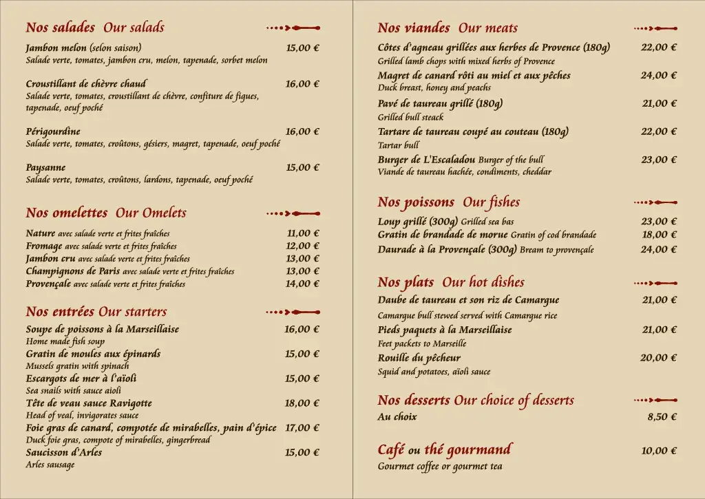 Menu_Restaurant L'Escaladou_Arles_image_2