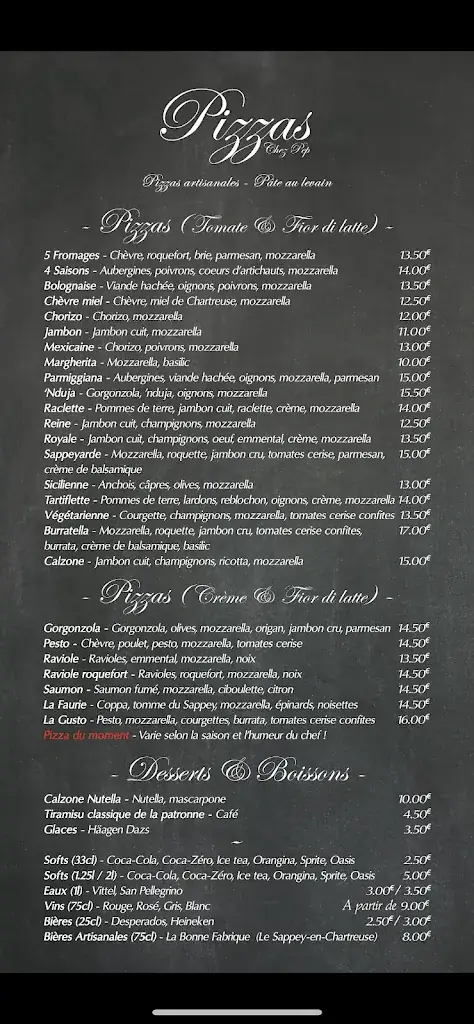 Menu_La Pizza Du Sappey « Chez PEP »_Sappey-en-Chartreuse_image_1