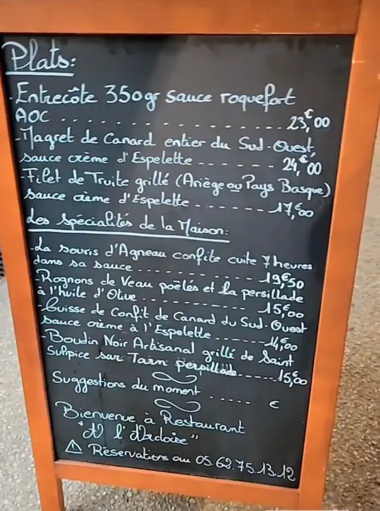 Menü_A l'Ardoise_Aucamville_Bild_2