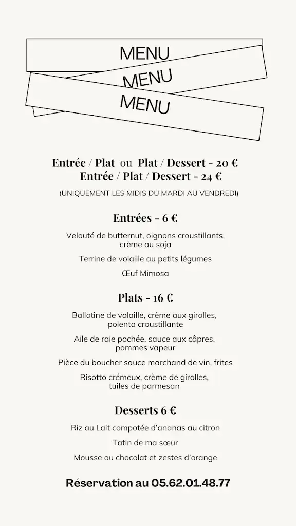 Menu_Hotel Saint Laurans_Aurignac_image_2