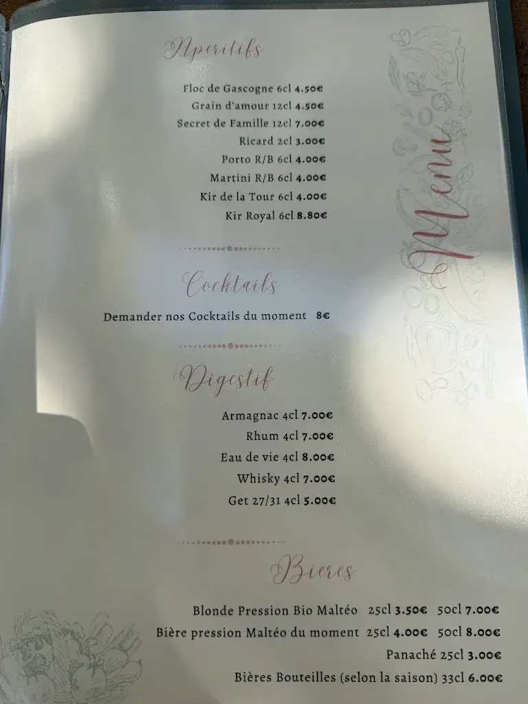 Menu_Hotel/Restaurant de la Tour_Auvillar_imagen_1