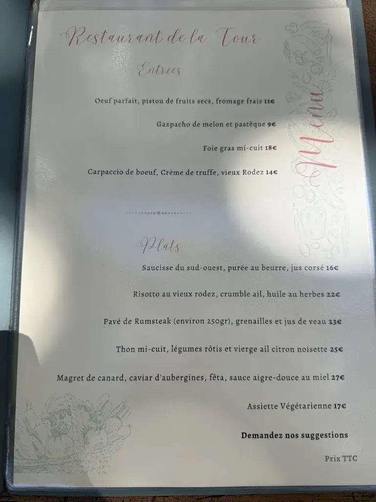 Menu_Hotel/Restaurant de la Tour_Auvillar_imagen_2